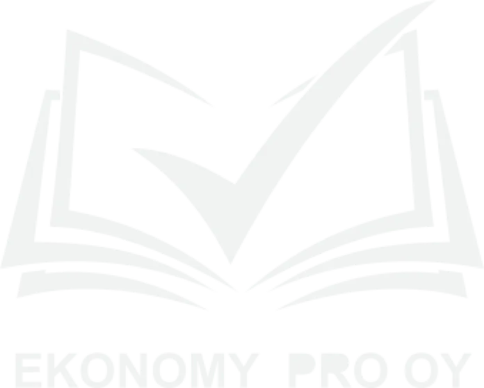 Valkoinen logo mustalla taustalla. Logossa on avoin kirja, jonka sisällä on suuri valkoinen rastimerkki. Kirjan alapuolella lukee valkoisella tekstillä ECONOMY PRO CT.